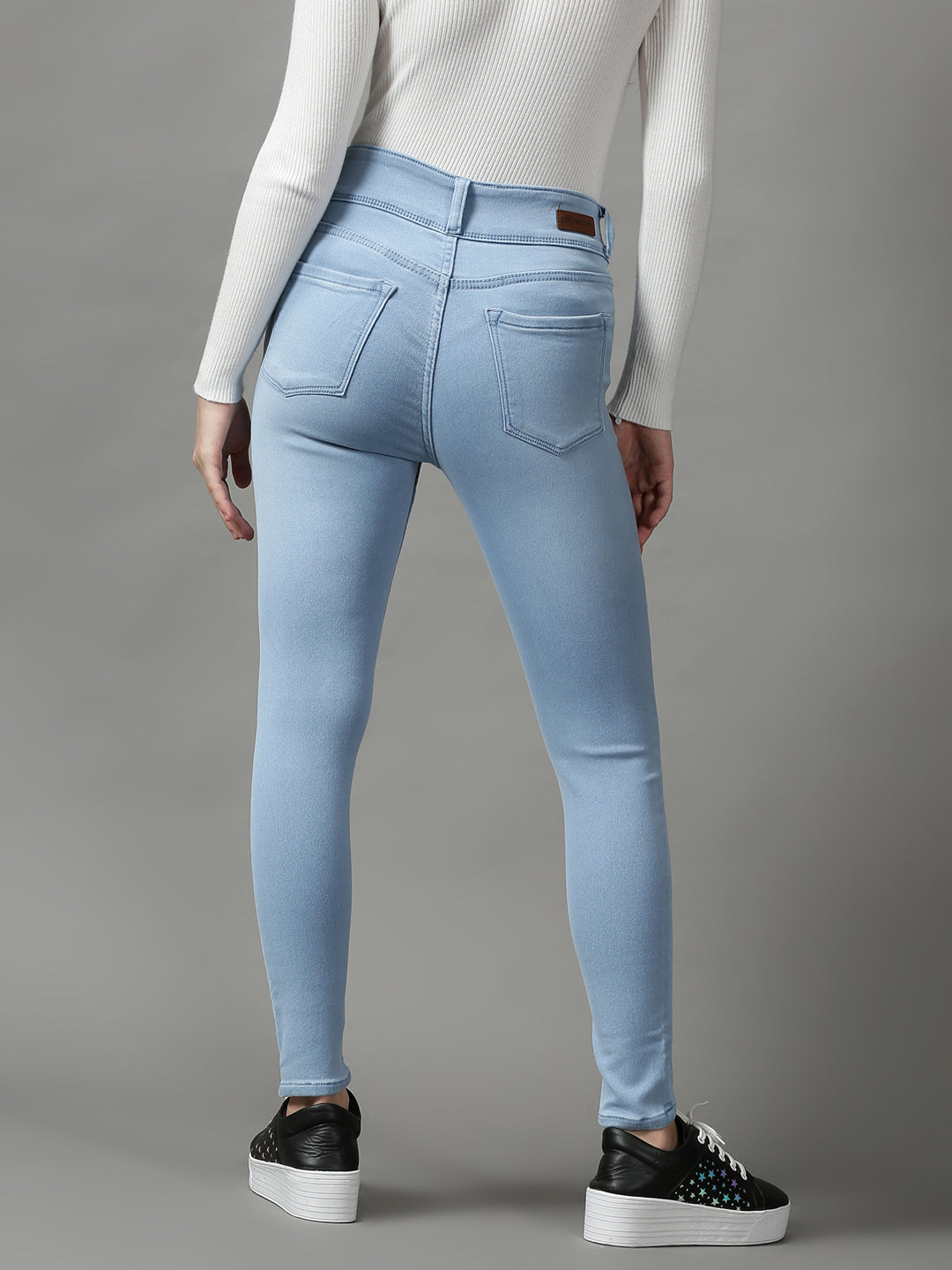 Women's Blue Solid Fit Denim Jeans