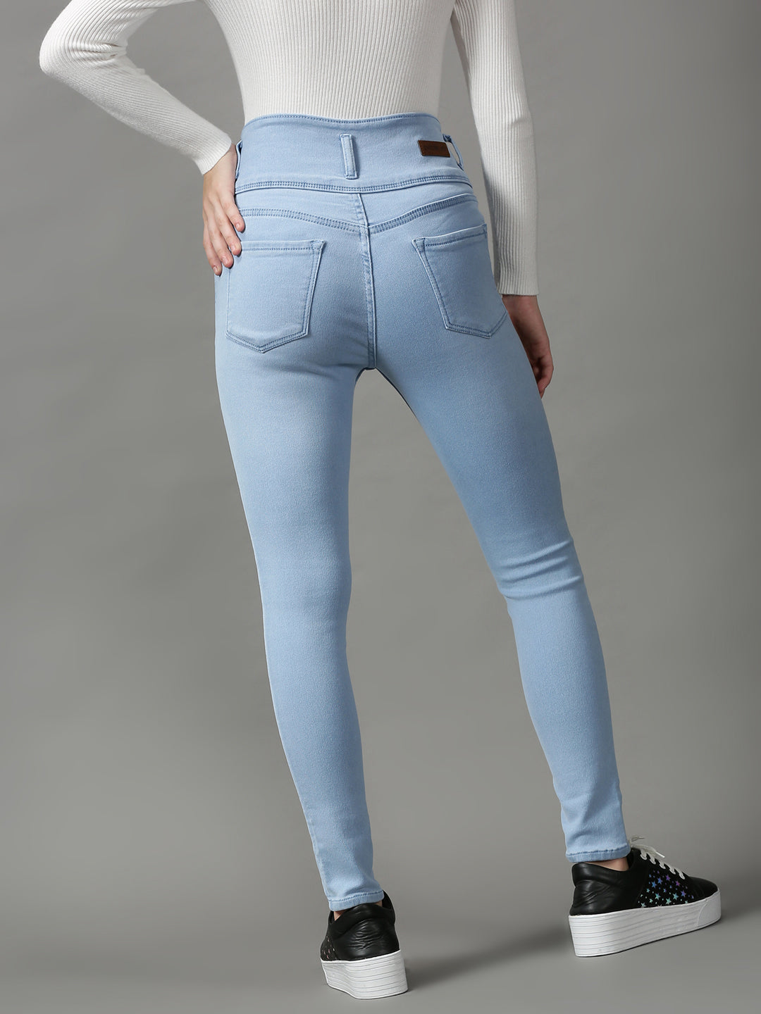 Women's Blue Solid Skinny Fit Denim Jeans