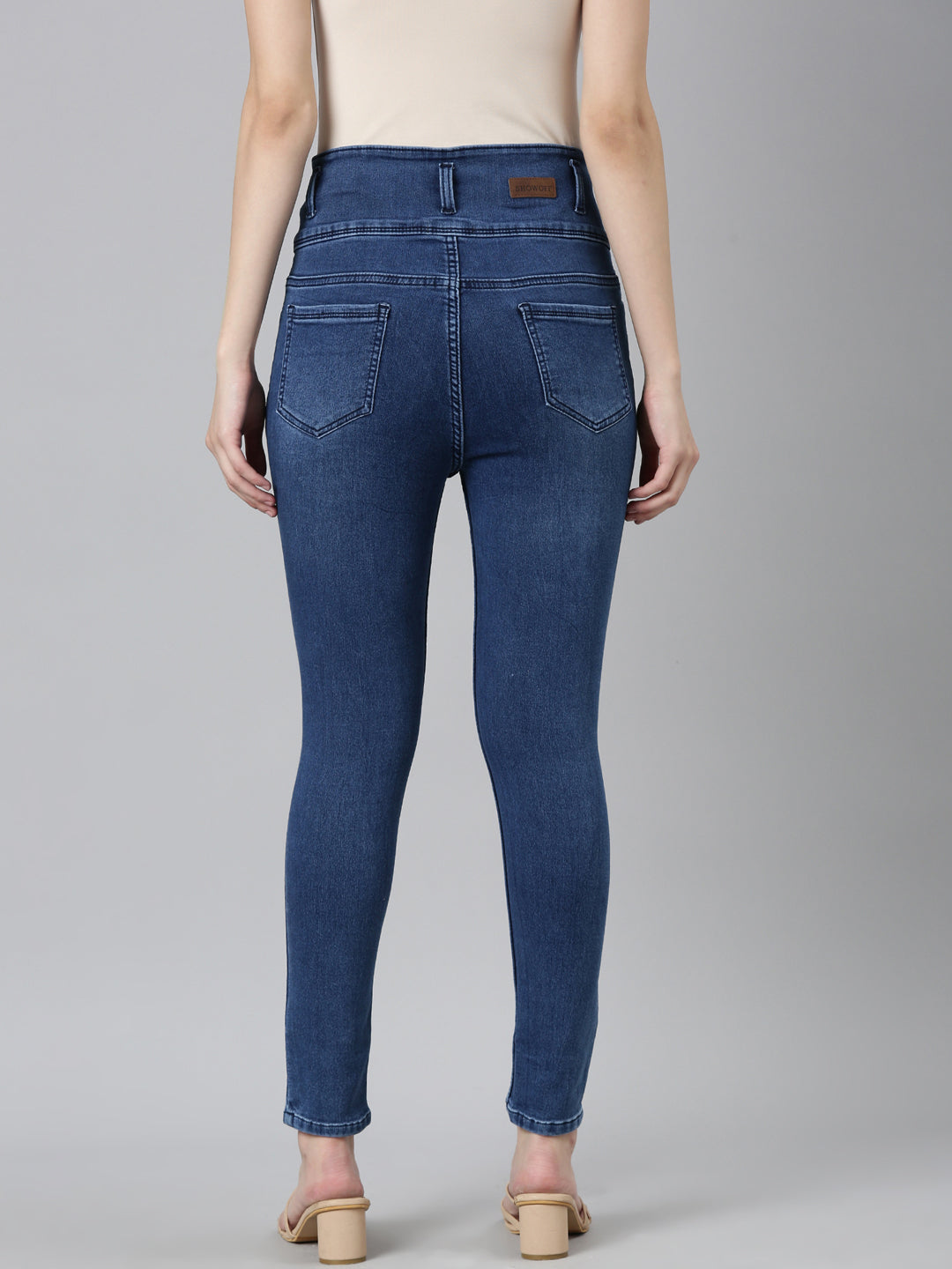 Women Blue Solid Skinny Fit Denim Jeans