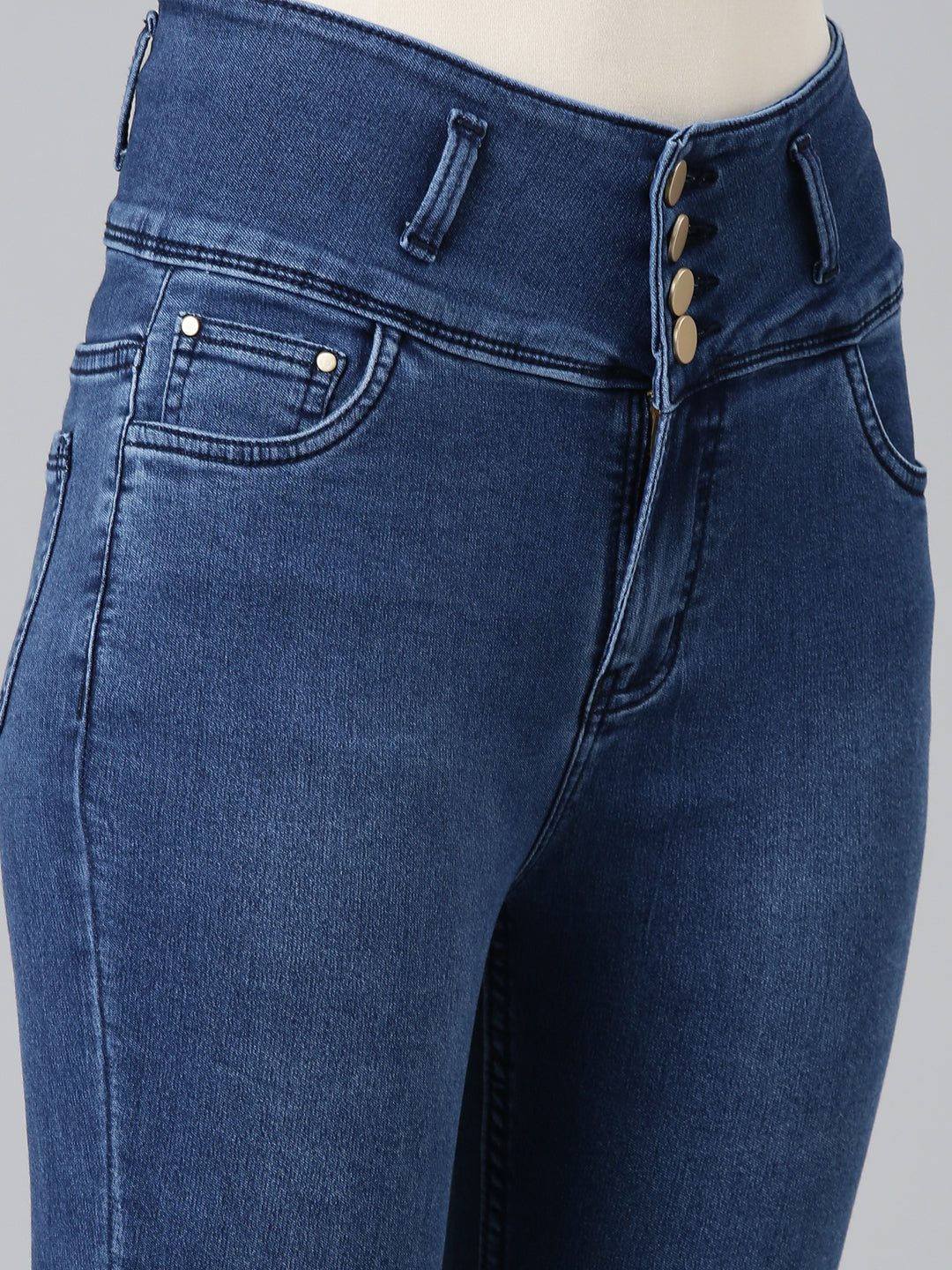 Women Blue Solid Skinny Fit Denim Jeans