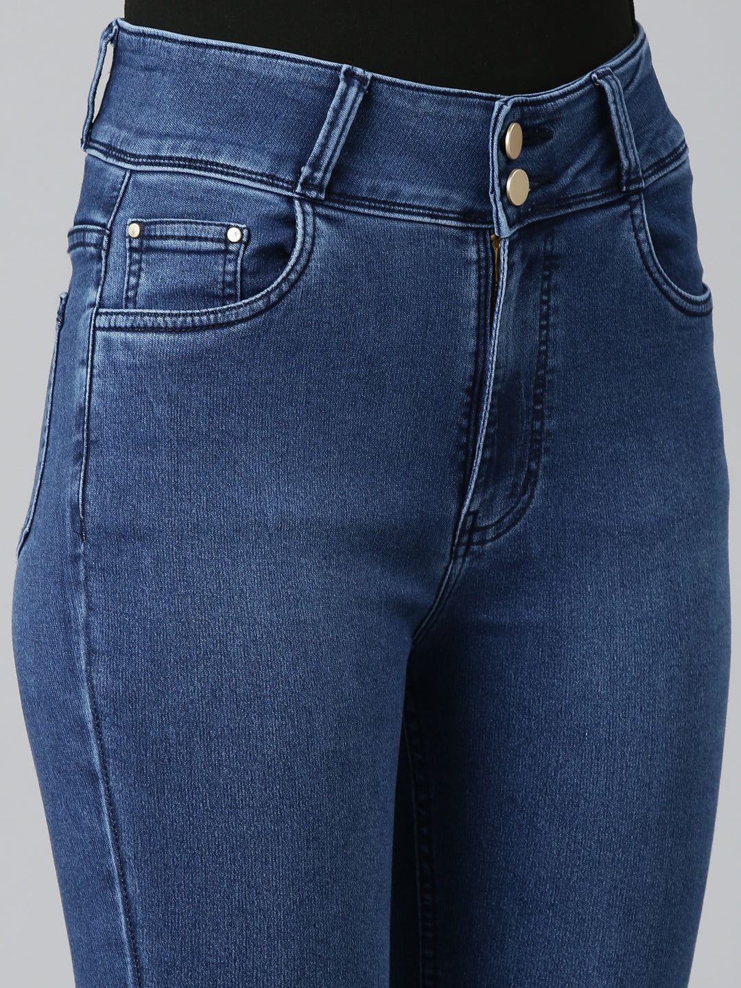 Women Blue Solid Slim Fit Denim Jeans