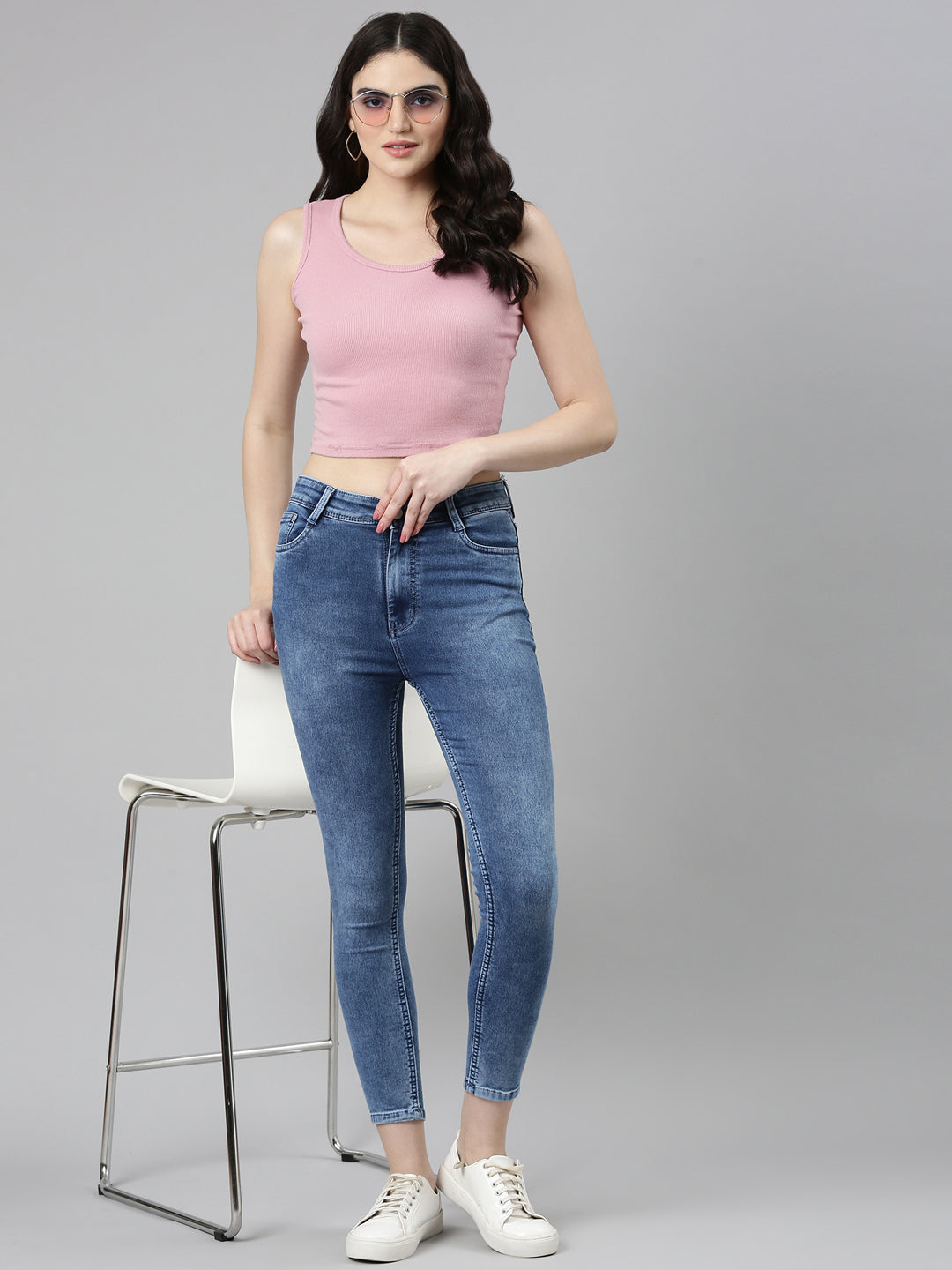 Women Blue Solid Skinny Fit Denim Jeans