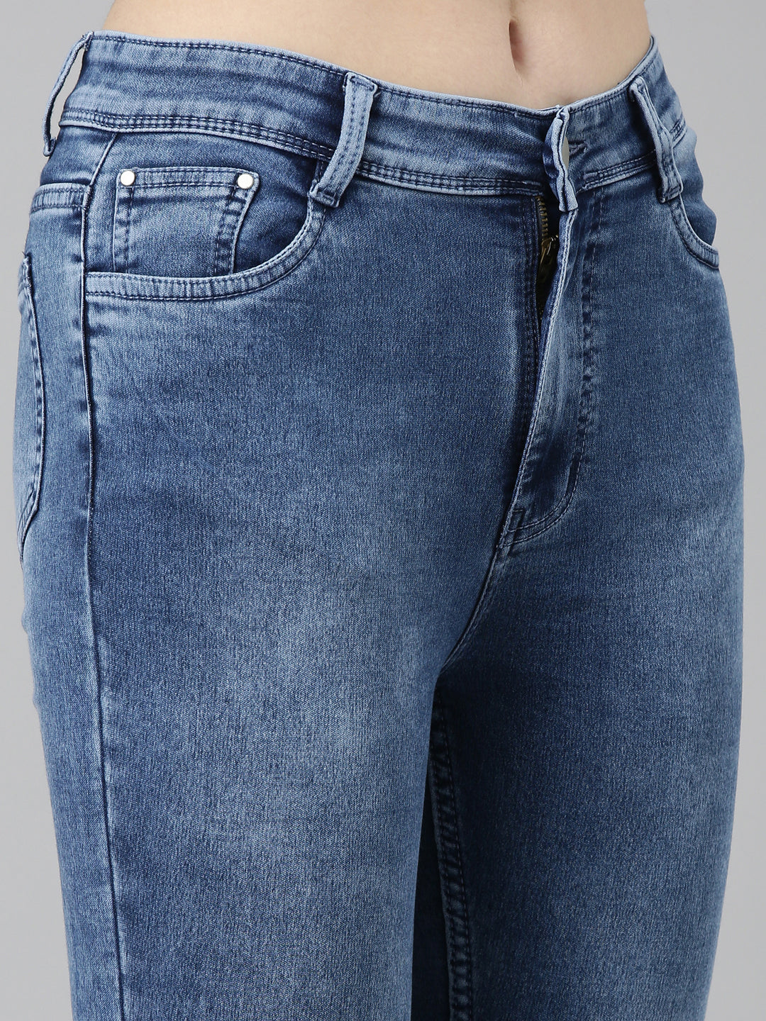 Women Blue Solid Skinny Fit Denim Jeans