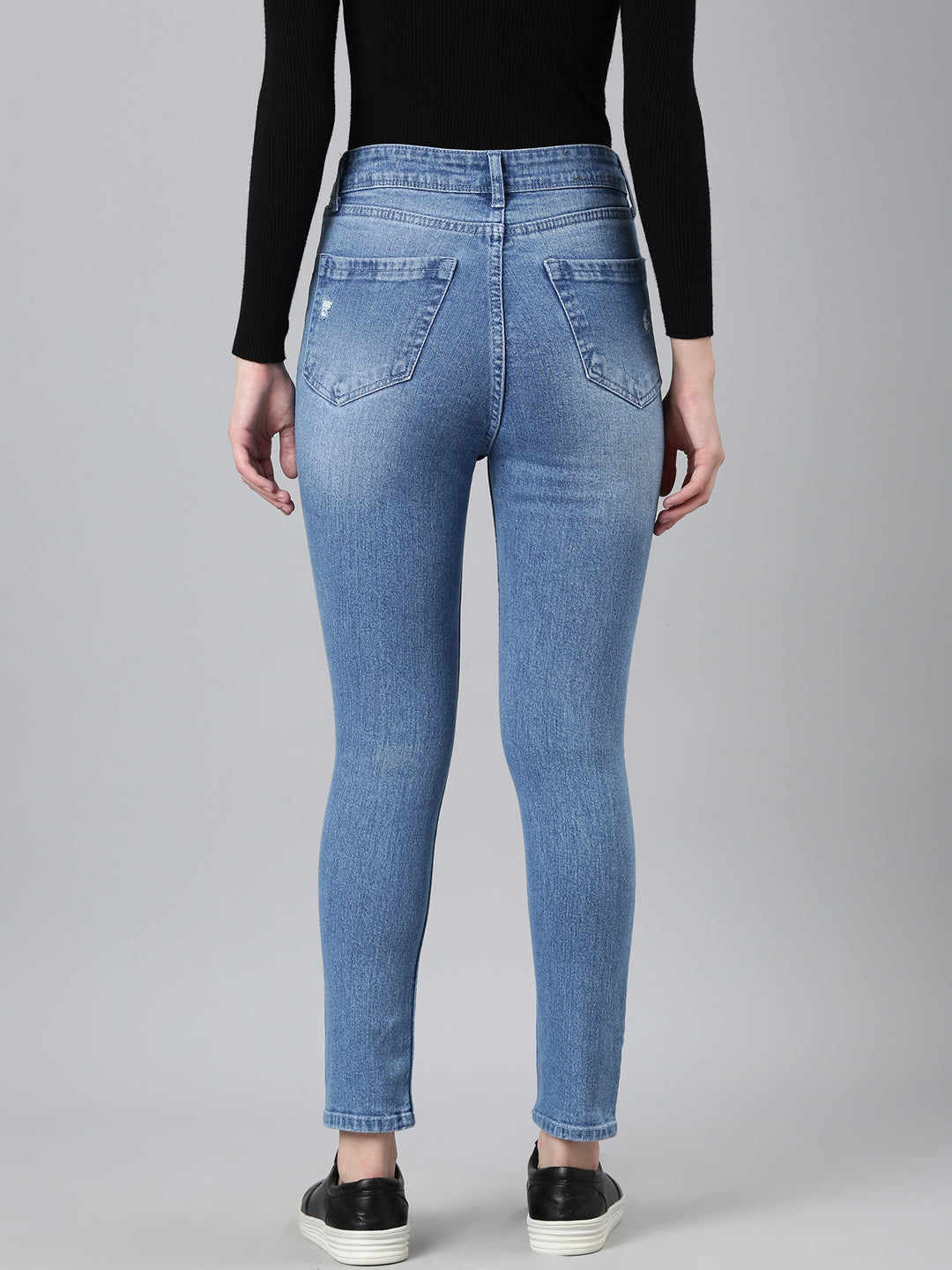 Women Blue Solid Slim Fit Denim Jeans