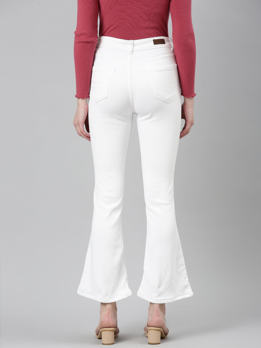 Women White Solid Bootcut Denim Jeans