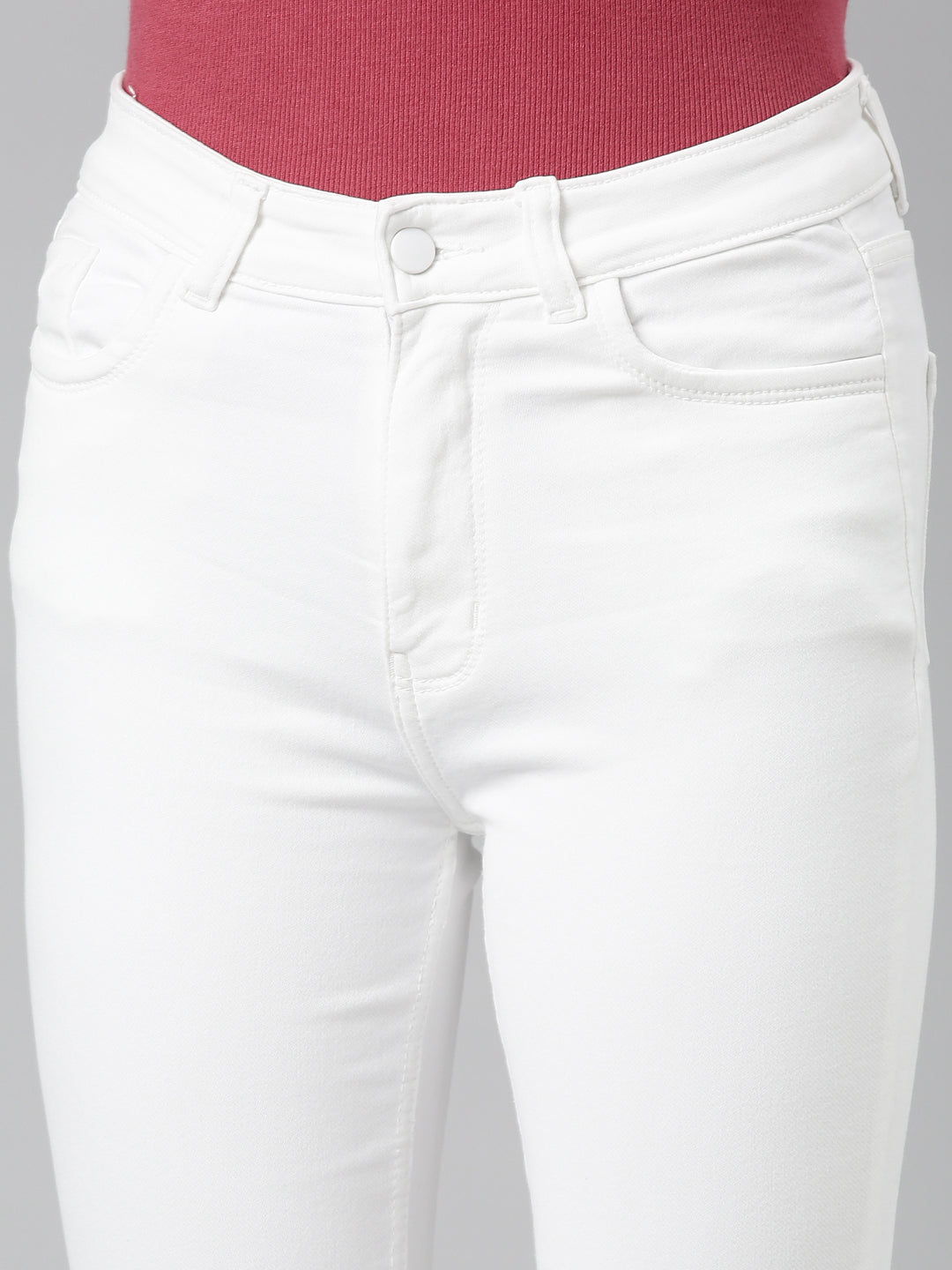 Women White Solid Bootcut Denim Jeans