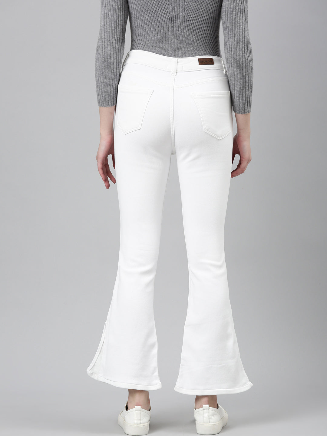 Women White Solid Bootcut Denim Jeans