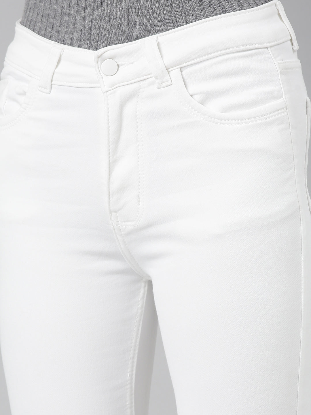 Women White Solid Bootcut Denim Jeans