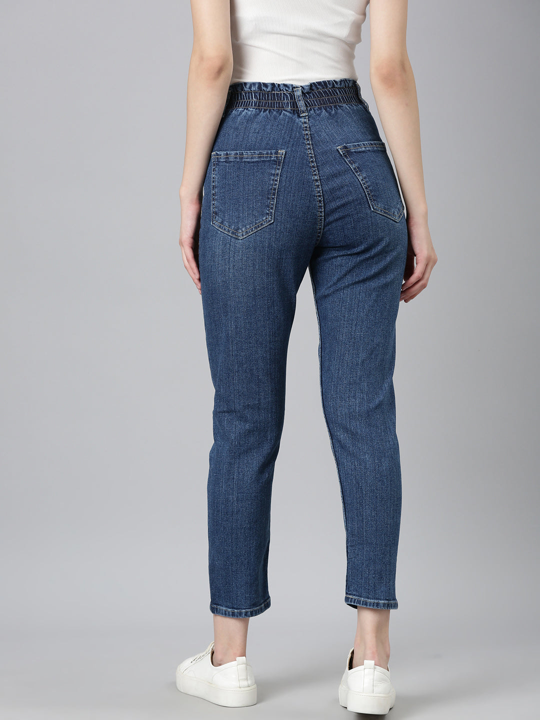 Women Blue Solid Slim Fit Denim Jeans