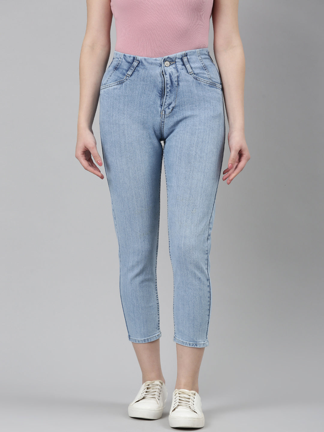 Women Blue Solid Slim Fit Denim Jeans