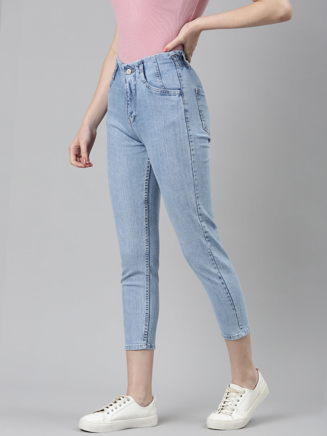 Women Blue Solid Slim Fit Denim Jeans