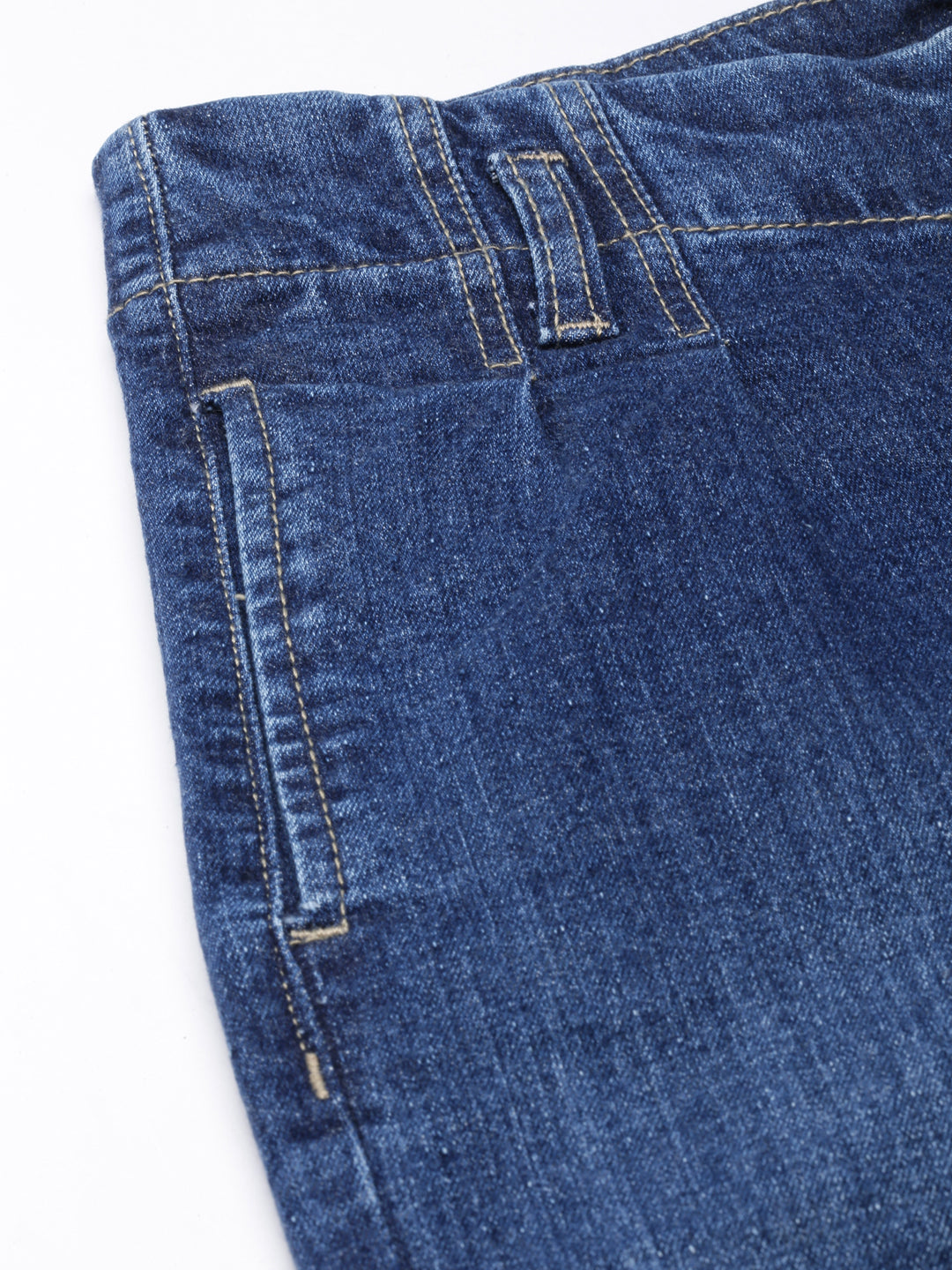 Women's Navy Blue Mom Fit Light Fade Denim Jeans