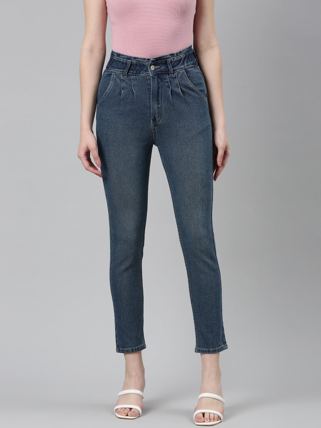 Women Blue Solid Slim Fit Denim Jeans