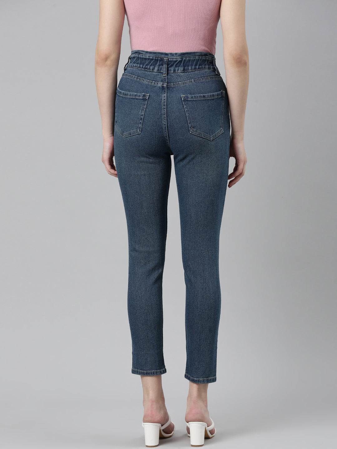 Women Blue Solid Slim Fit Denim Jeans