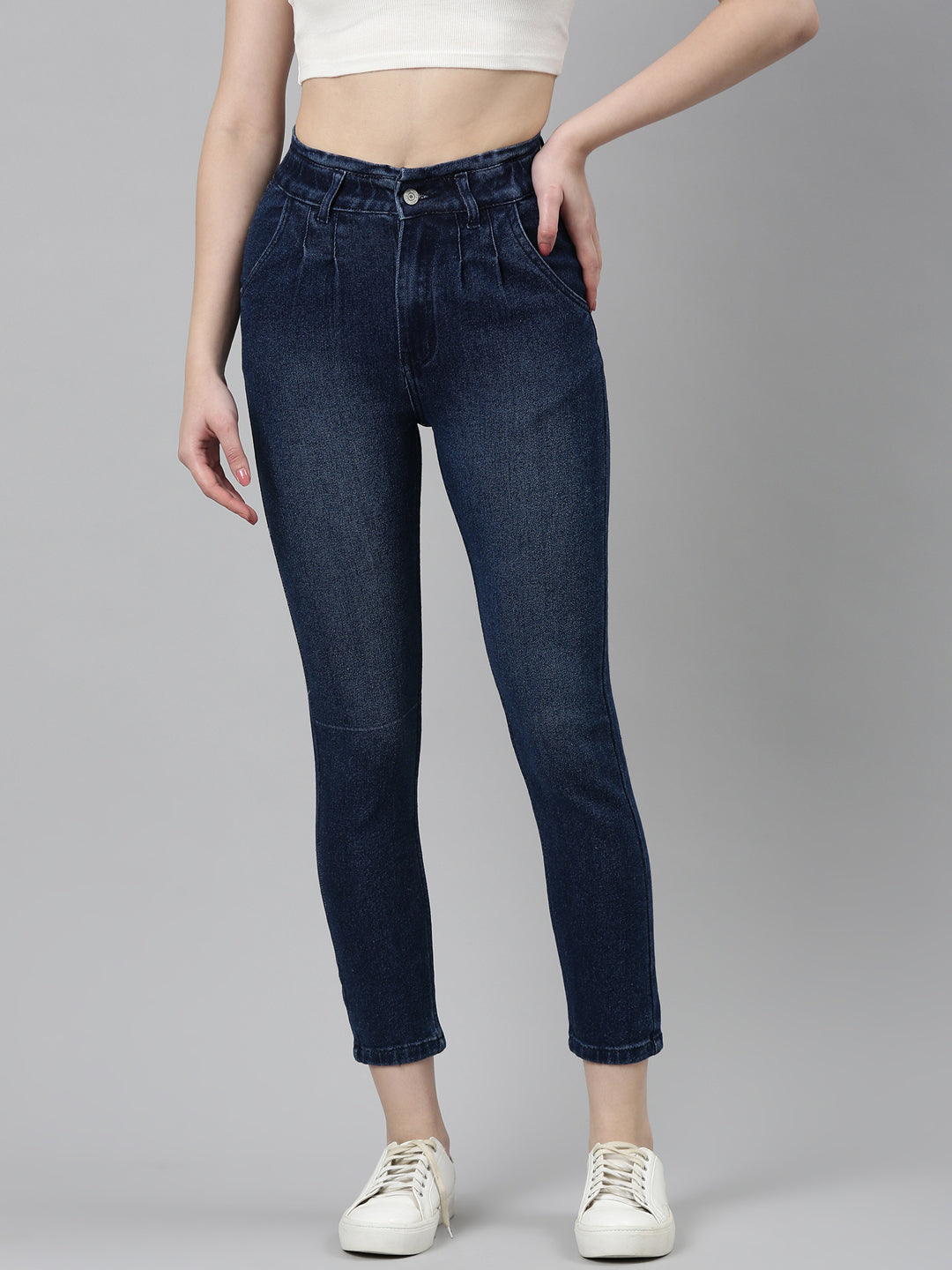 Women Blue Solid Slim Fit Denim Jeans