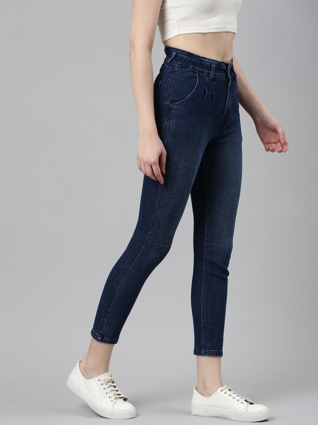 Women Blue Solid Slim Fit Denim Jeans