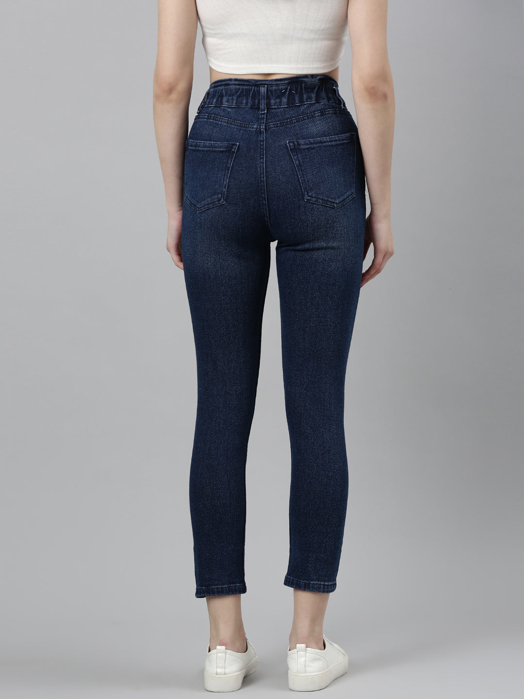 Women Blue Solid Slim Fit Denim Jeans