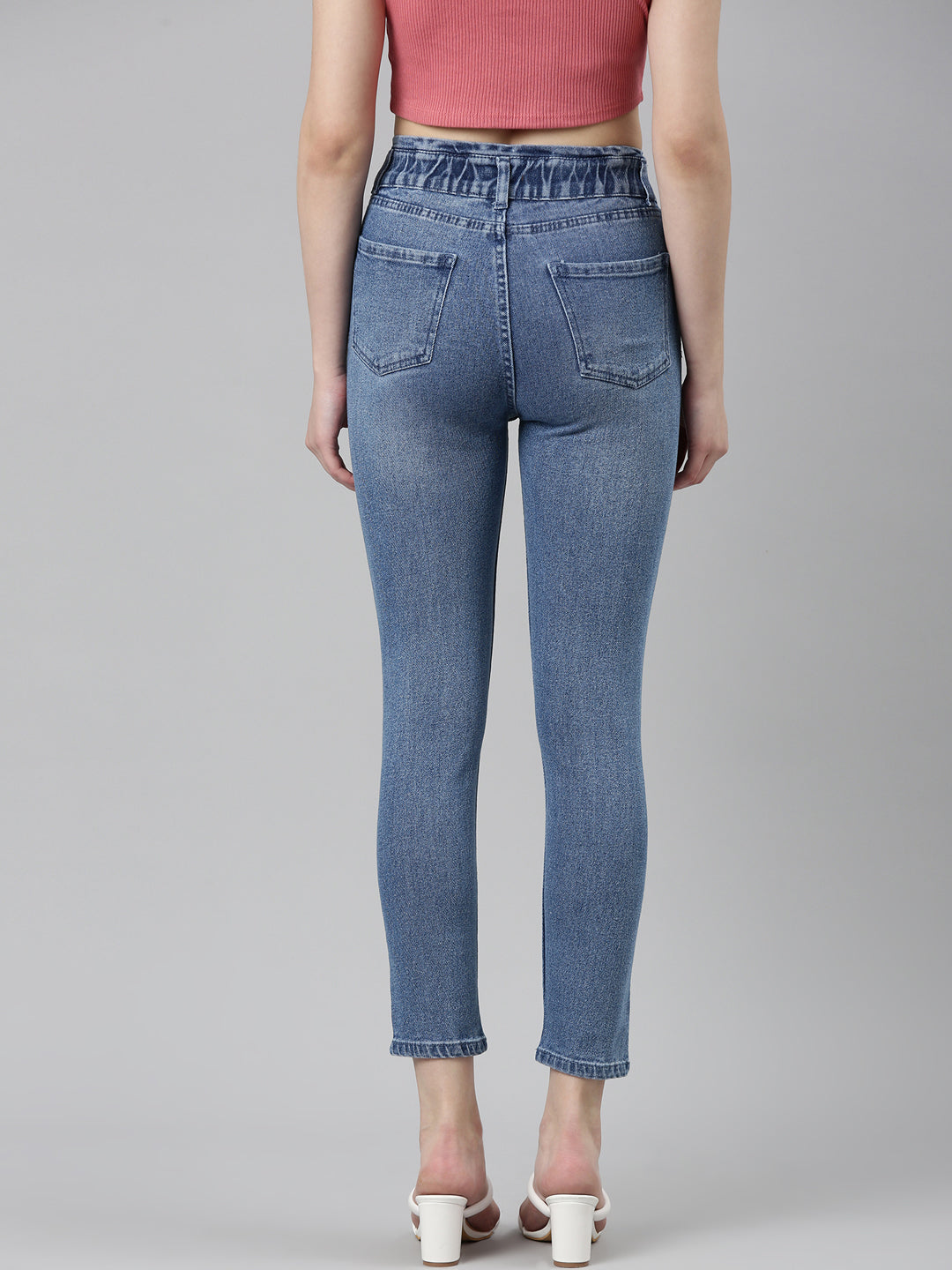 Women Blue Solid Slim Fit Denim Jeans