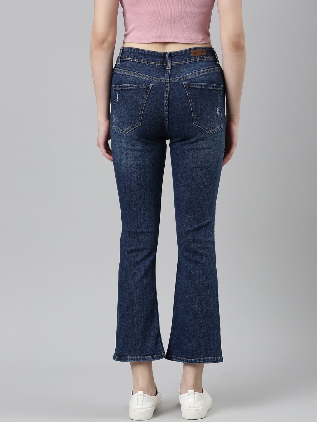 Women Blue Solid Flared Denim Jeans