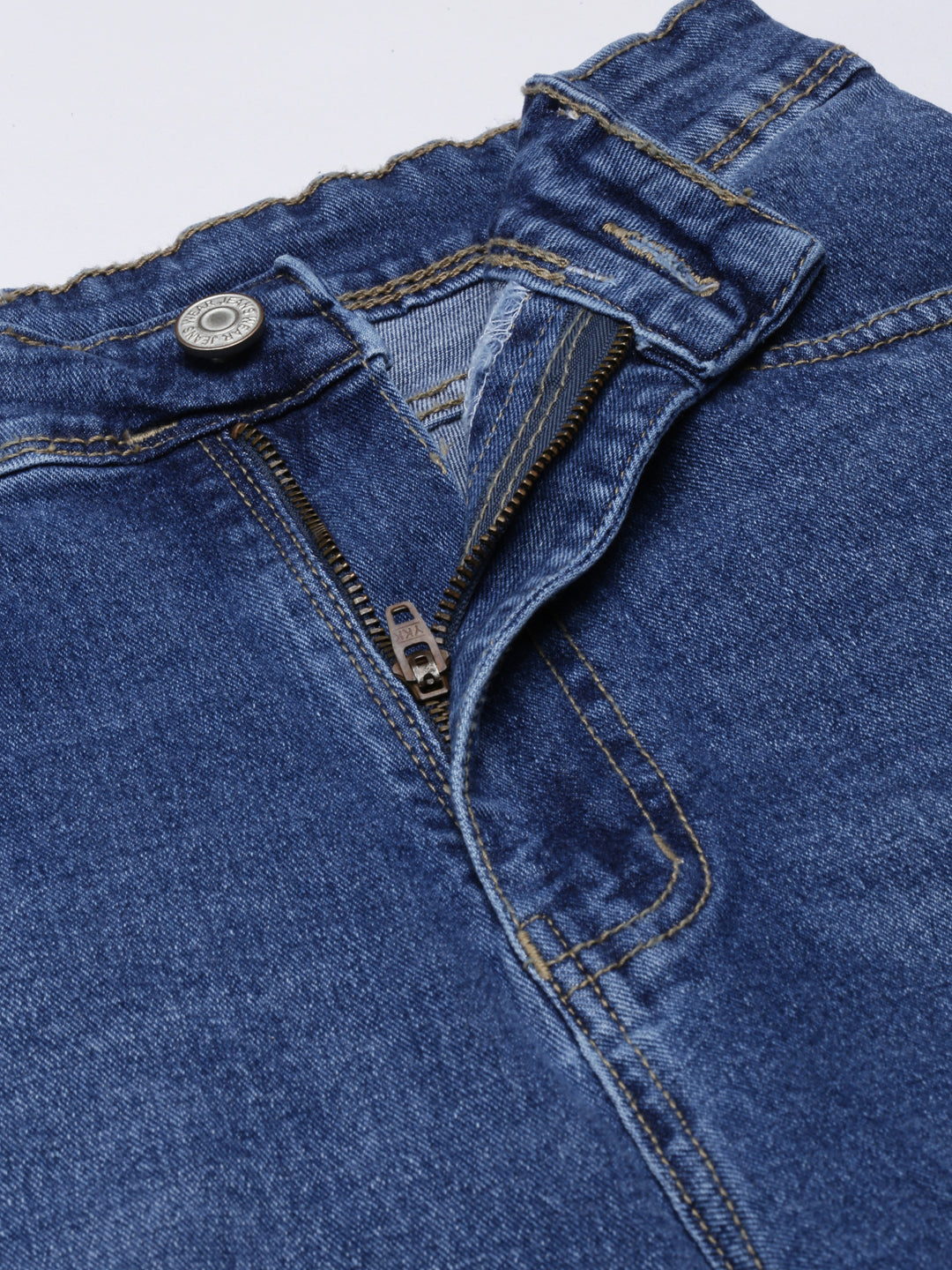 Women's Navy Blue Straight Fit Mildly Distressed Light Fade Denim Jeans