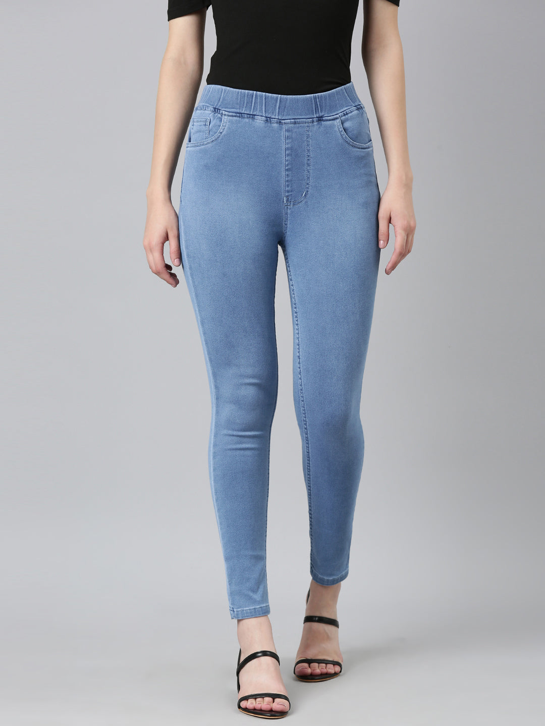 Women Blue Solid Skinny Fit Denim Jeans