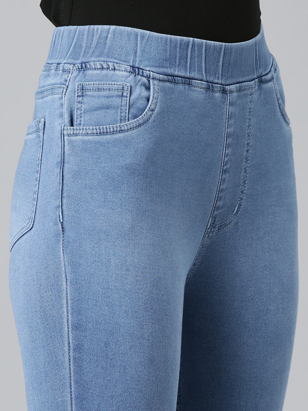 Women Blue Solid Skinny Fit Denim Jeans