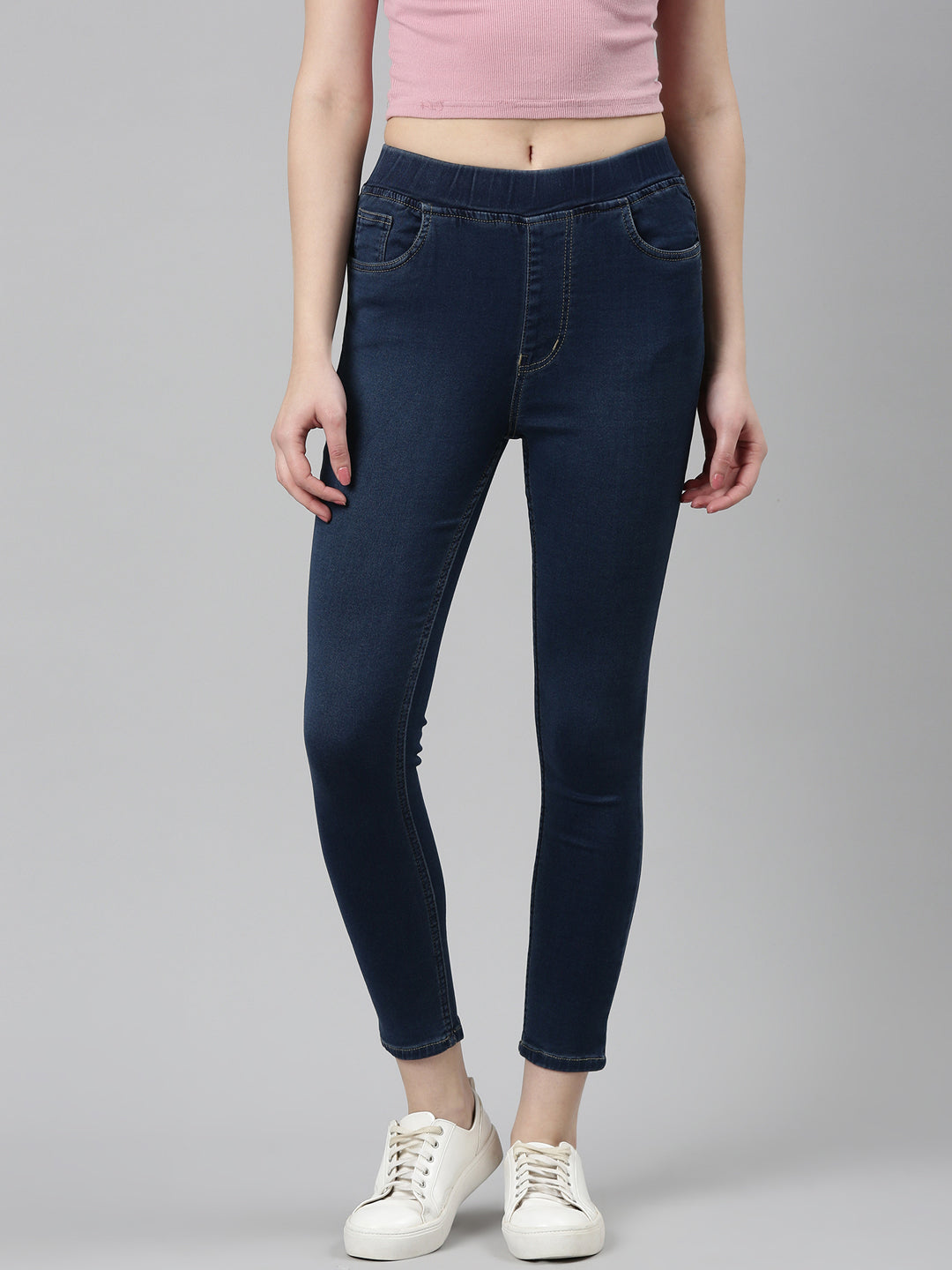 Women Blue Solid Skinny Fit Denim Jeans