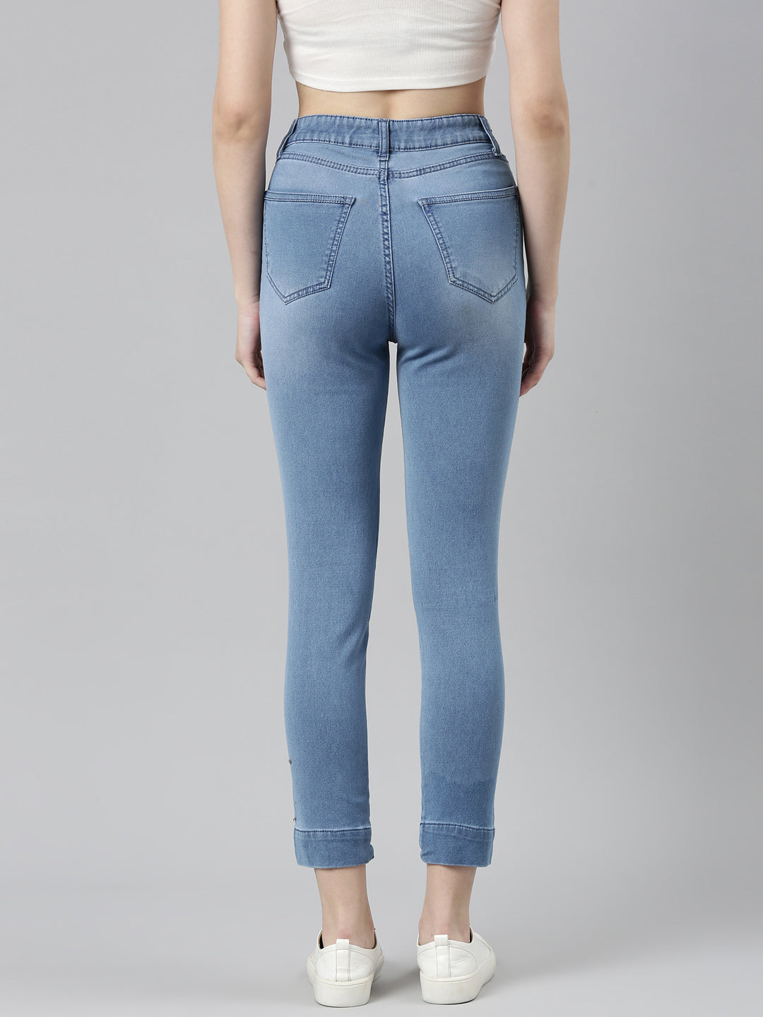 Women Blue Solid Slim Fit Denim Jeans