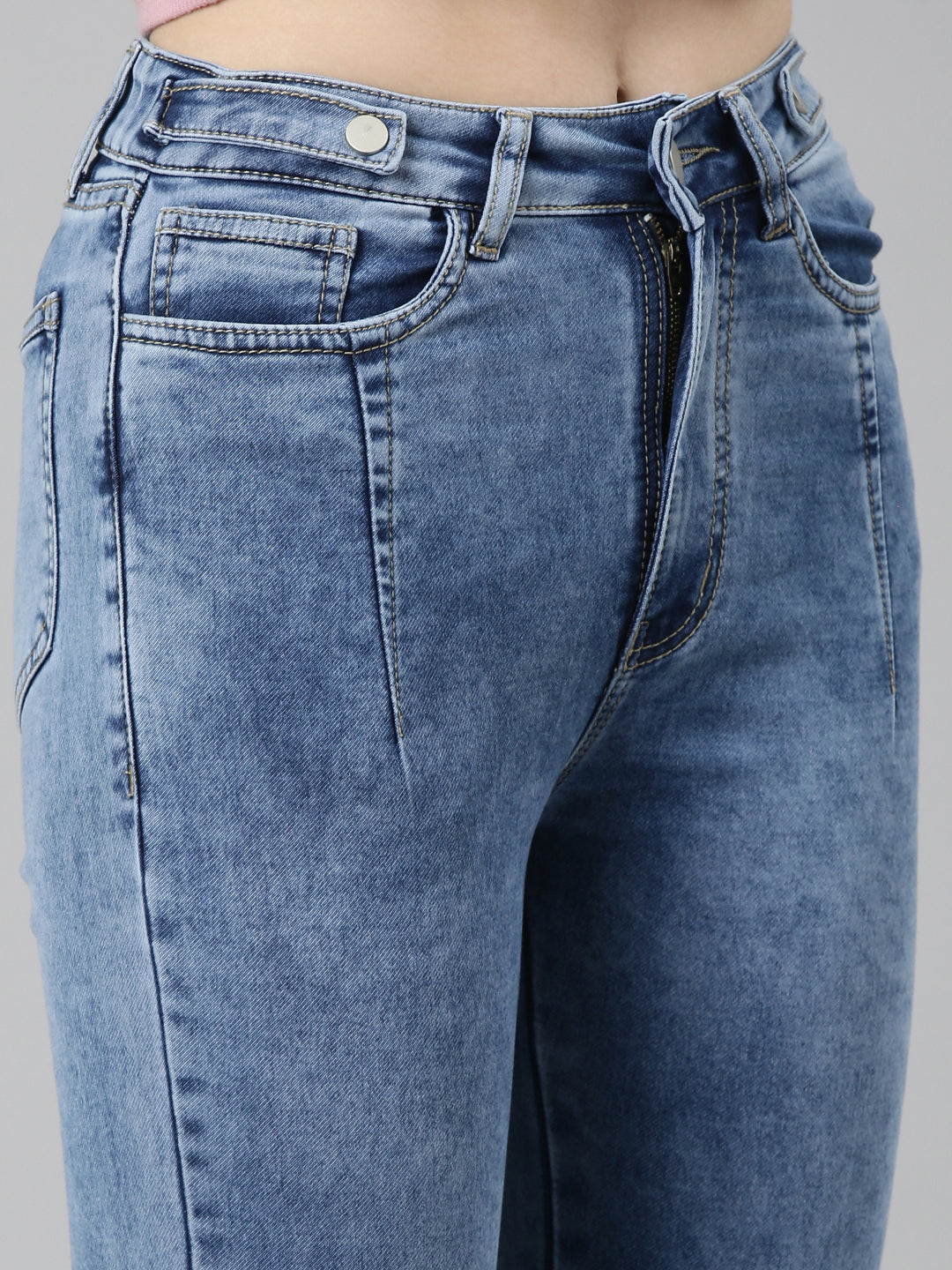 Women Blue Solid Slim Fit Denim Jeans