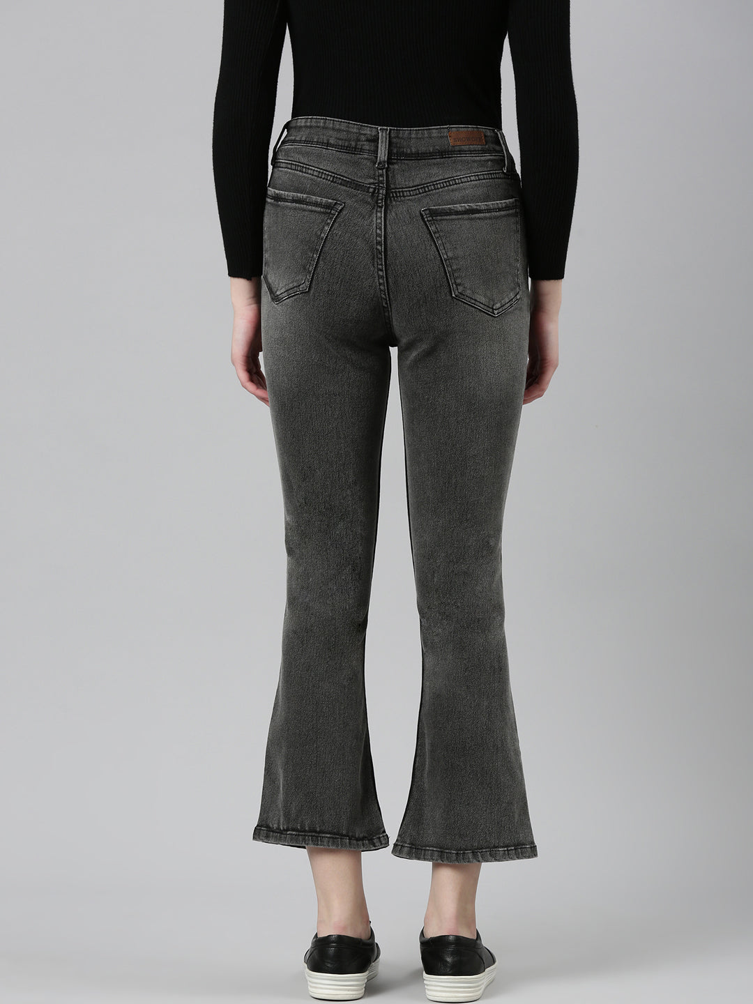 Women Grey Solid Bootcut Denim Jeans