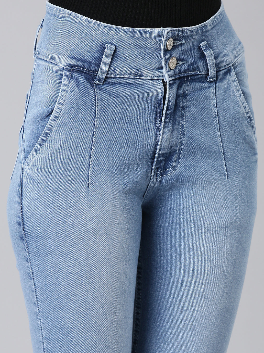 Women Blue Solid Slim Fit Denim Jeans