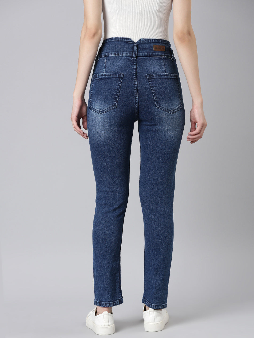 Women Blue Solid Slim Fit Denim Jeans