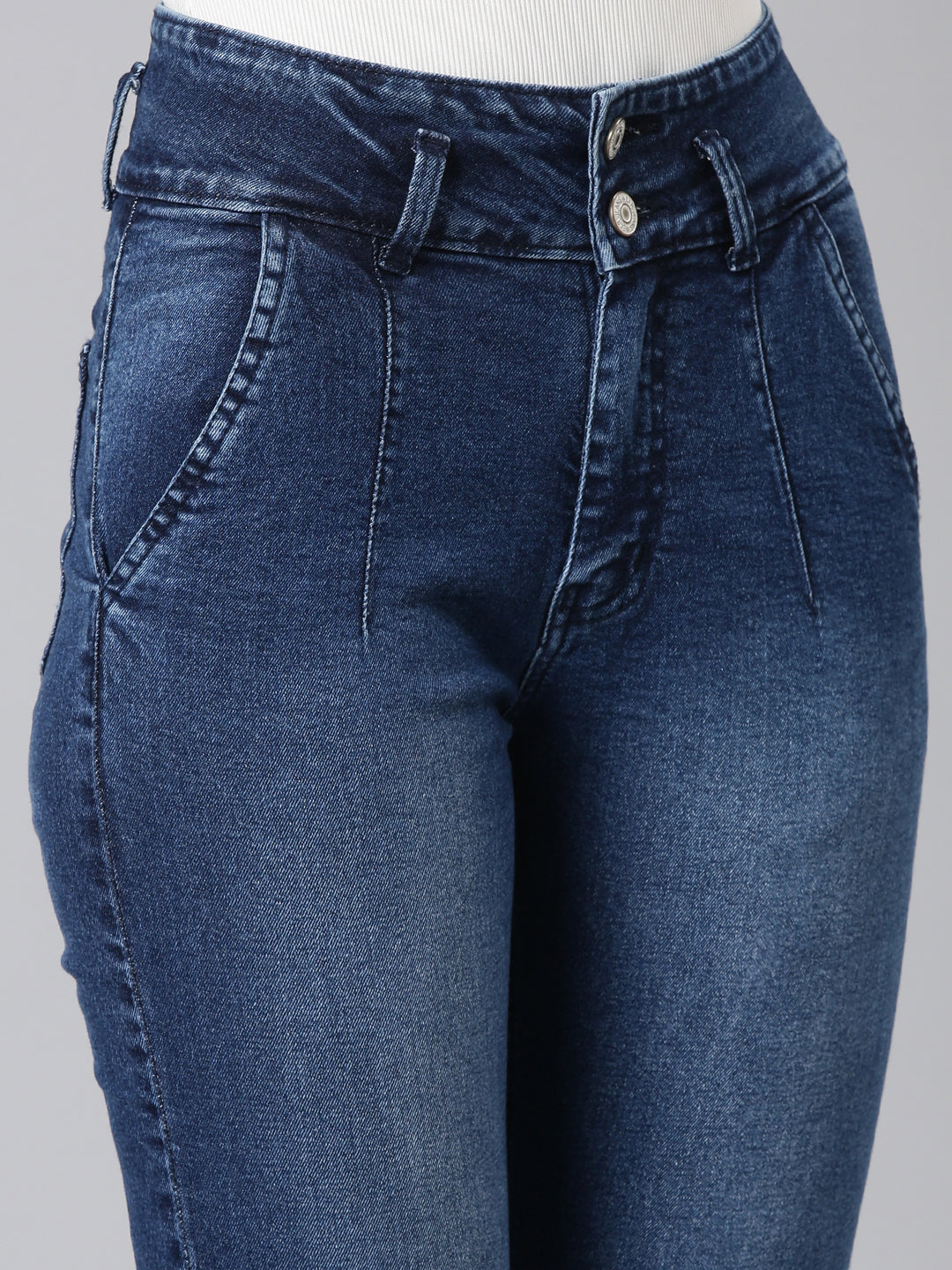 Women Blue Solid Slim Fit Denim Jeans