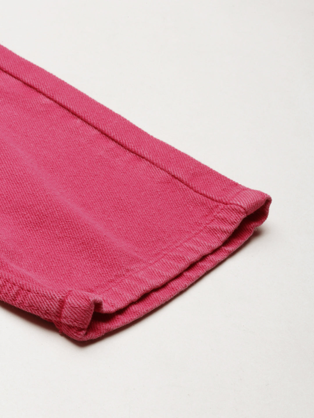 Women Fuchsia Solid Regular Fit Denim Jeans