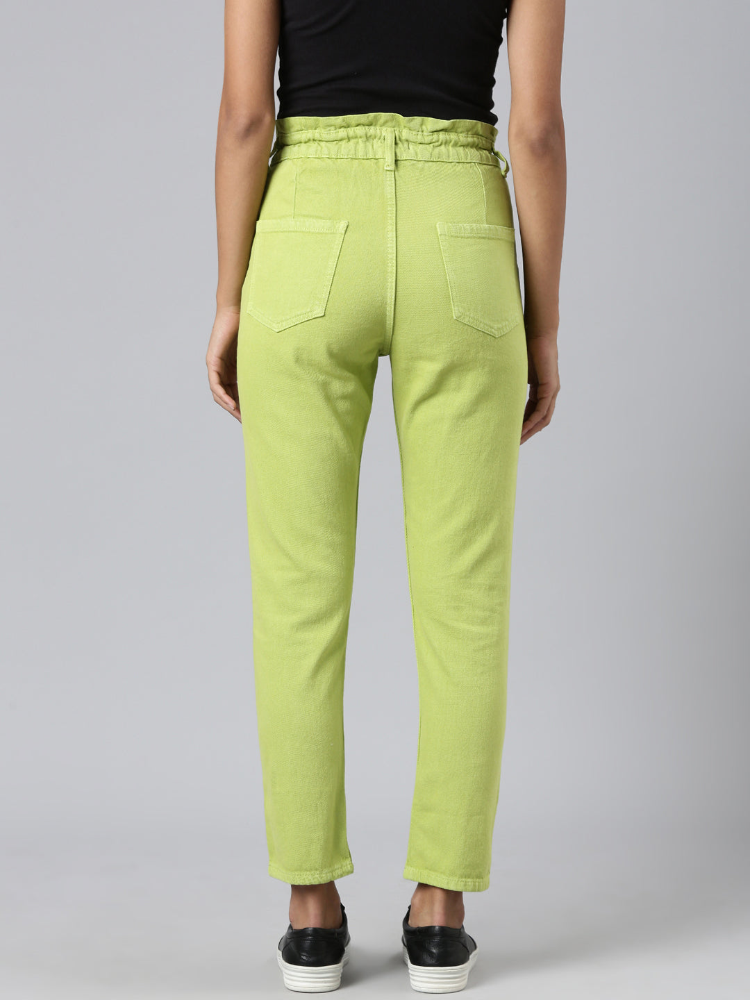 Women's Lime Green Mid Rise Mom Fit Denim Jeans