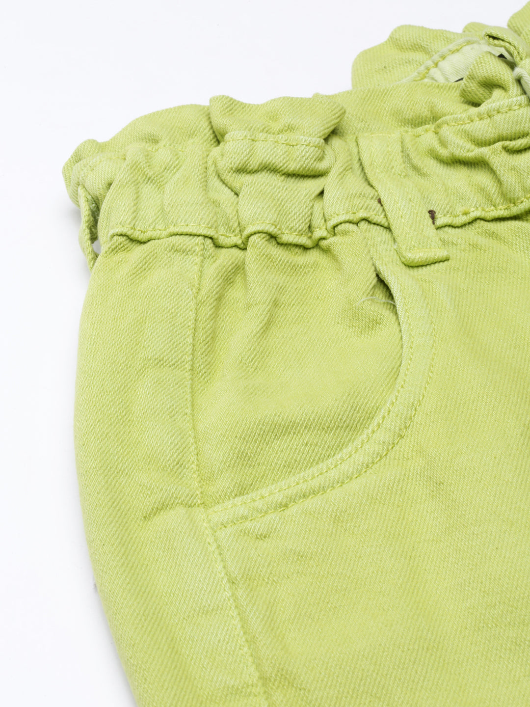 Women's Lime Green Mid Rise Mom Fit Denim Jeans