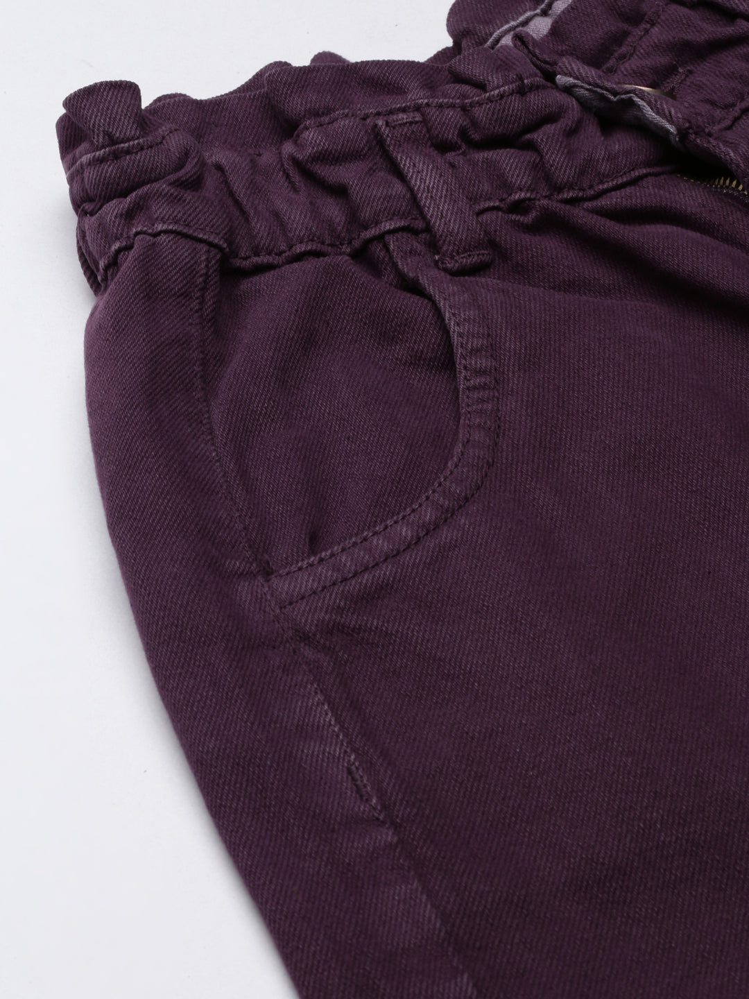 Women Purple Solid Regular Fit Denim Jeans