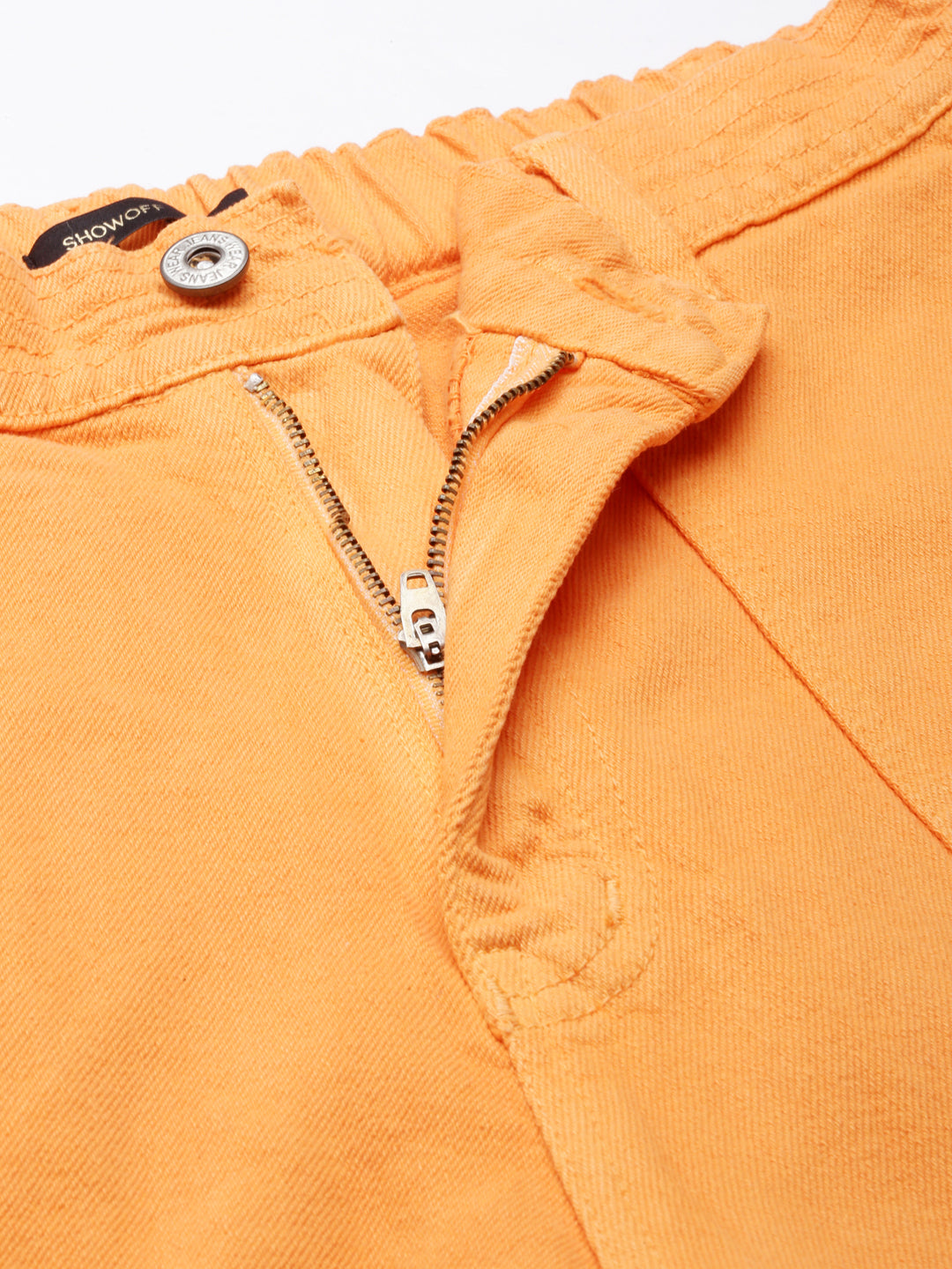 Women's Orange Wide Leg Fit Acid Wash Stretchable Denim Jeans