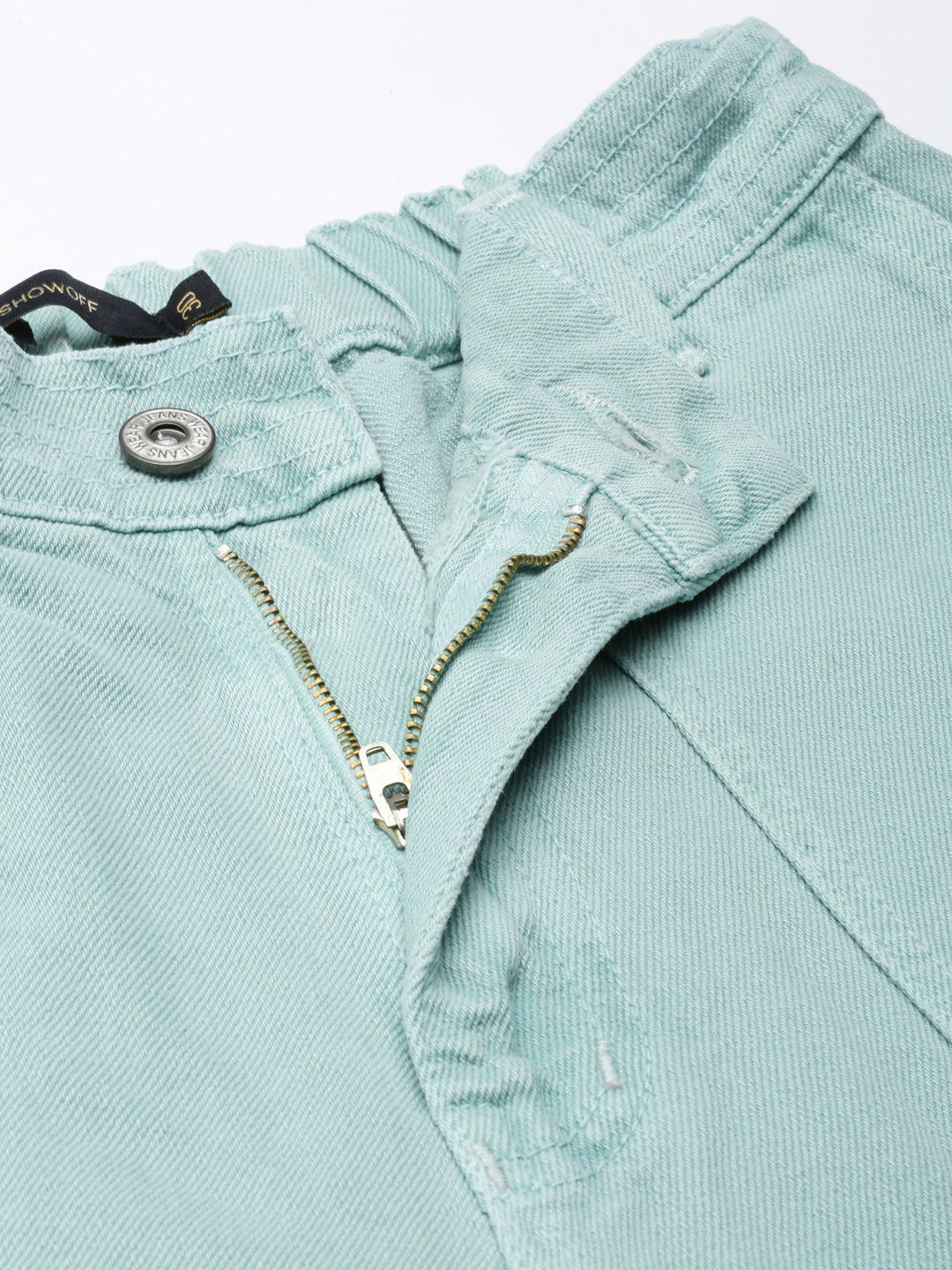 Women's Sea Green Wide Leg Acid Wash Mid-Rise Denim Jeans