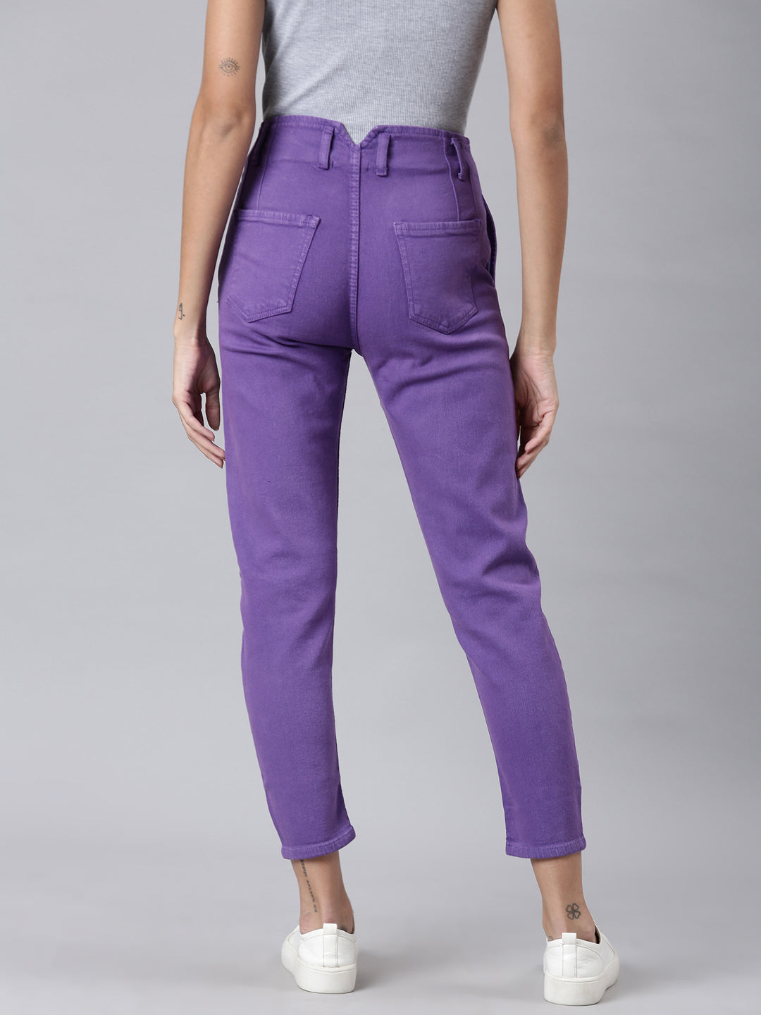 Women Lavender Solid Slim Fit Denim Jeans