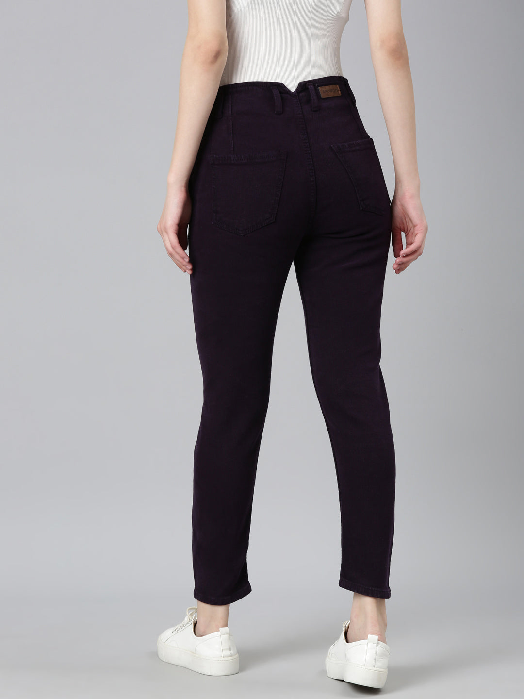 Women Purple Solid Slim Fit Denim Jeans