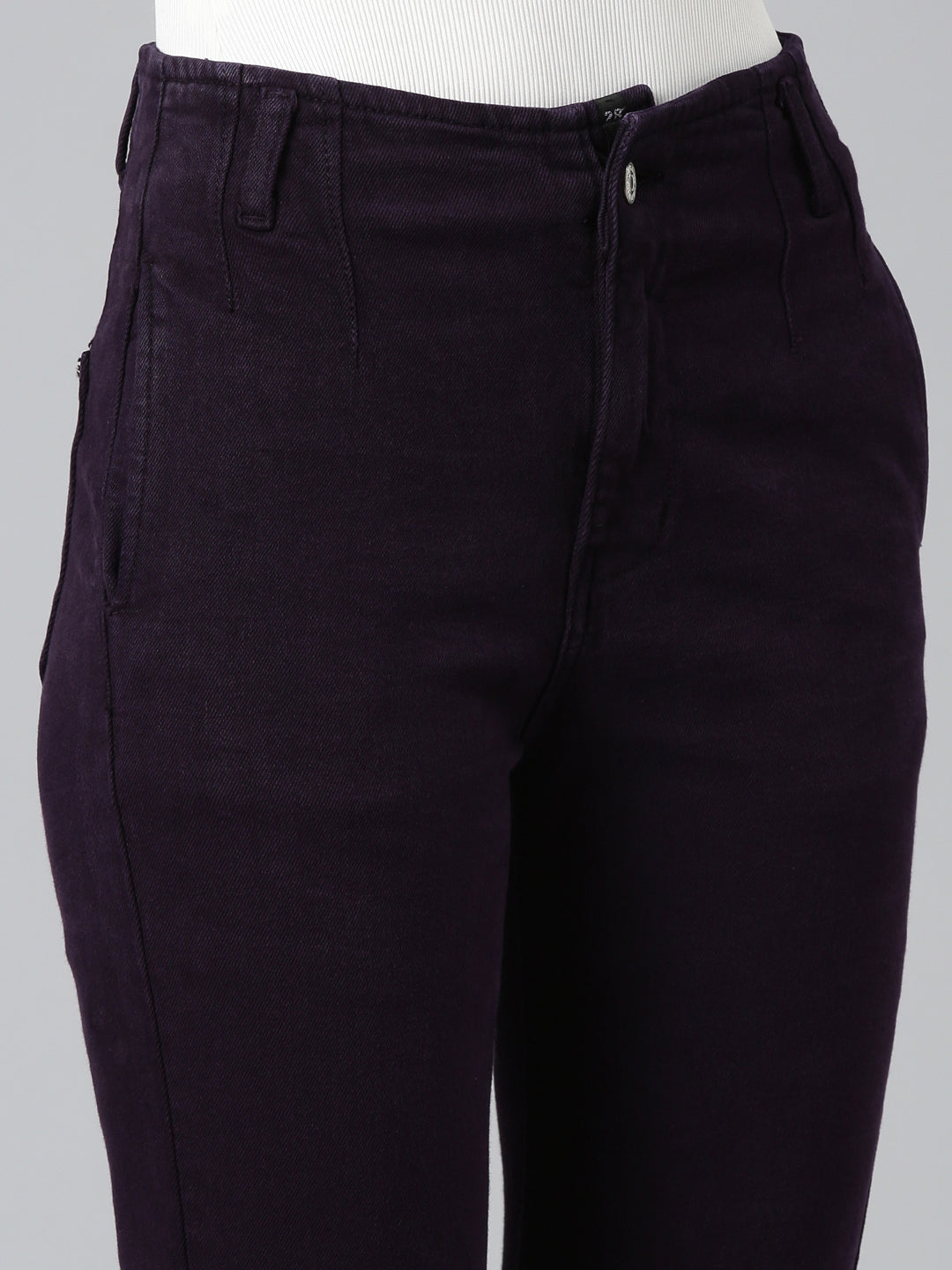 Women Purple Solid Slim Fit Denim Jeans