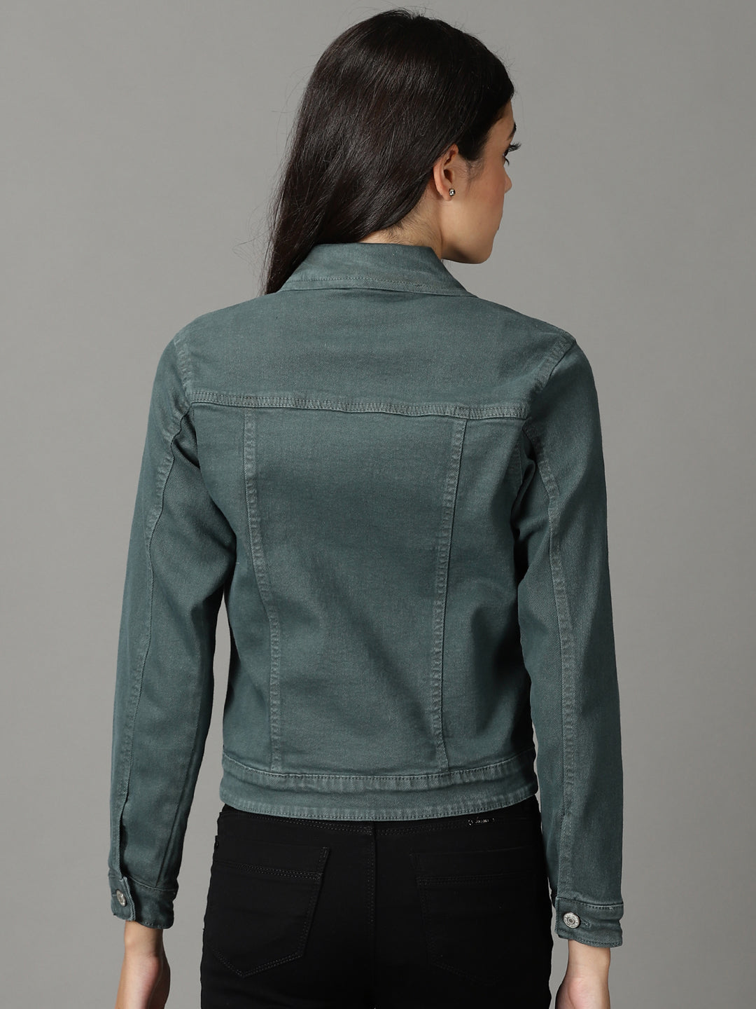 Women's Teal Solid Open Front Jacket