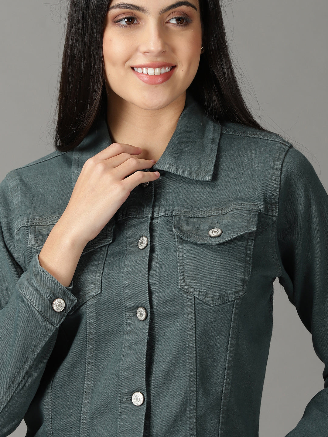 Women's Teal Solid Open Front Jacket