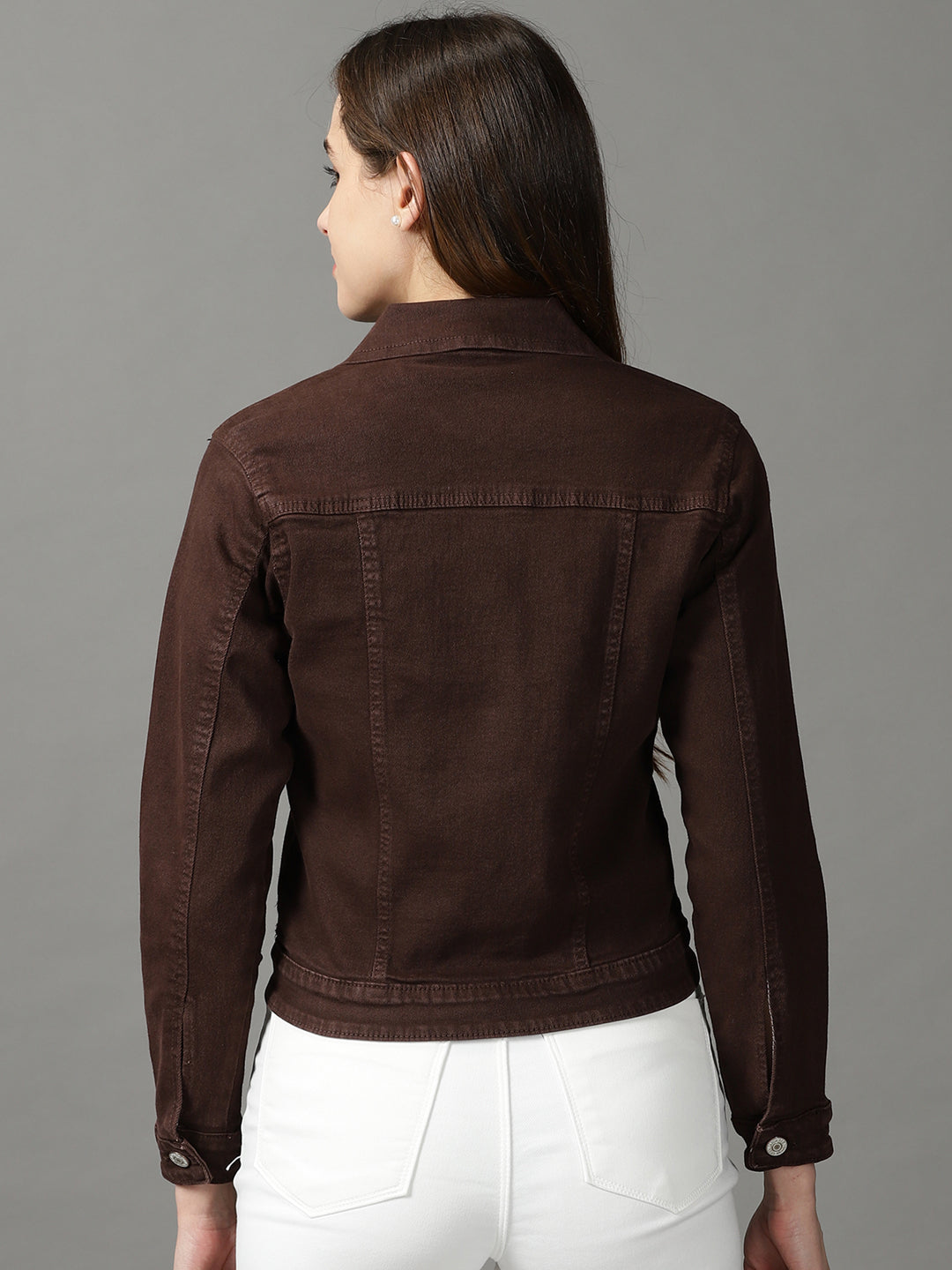 Women's Coffee Brown Solid Open Front Jacket