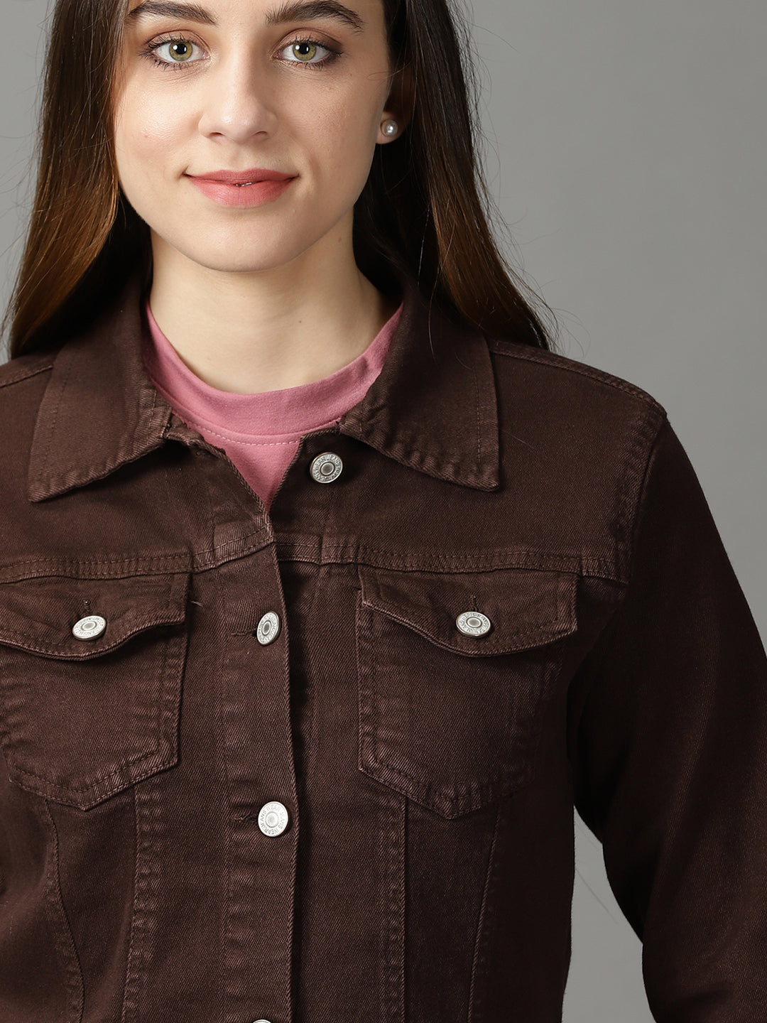 Women's Coffee Brown Solid Open Front Jacket