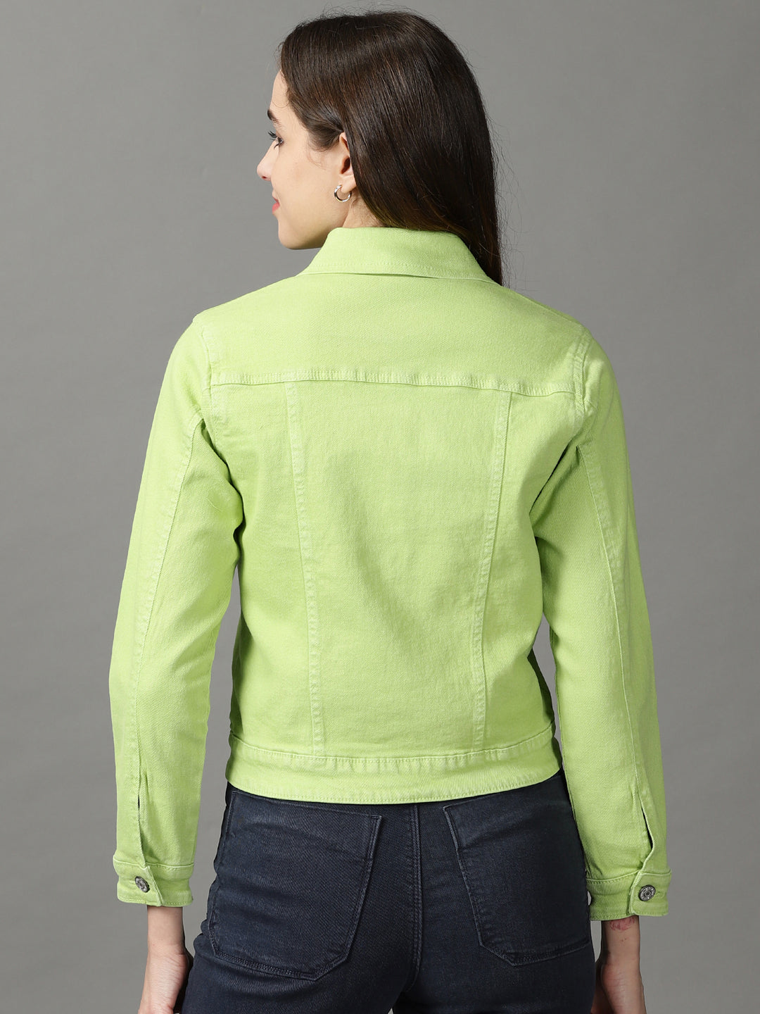 Women's Green Solid Open Front Jacket