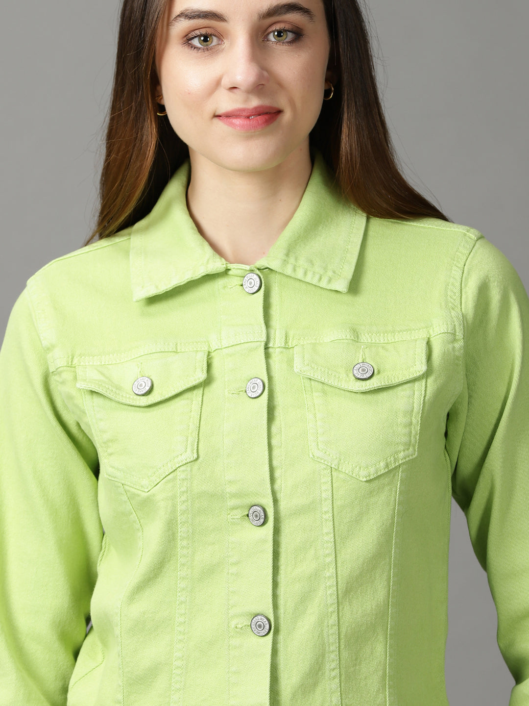 Women's Green Solid Open Front Jacket