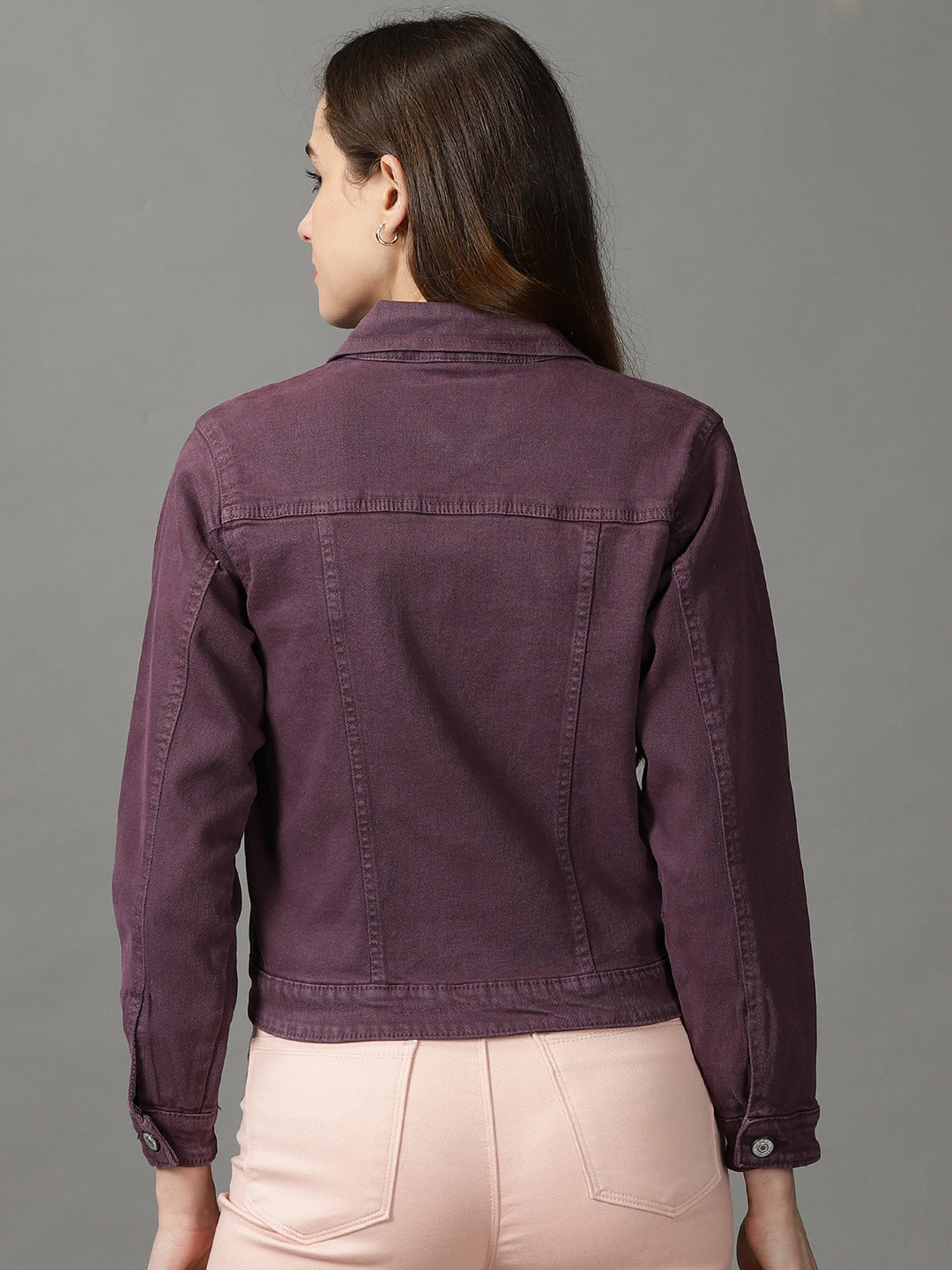 Women's Violet Solid Open Front Jacket