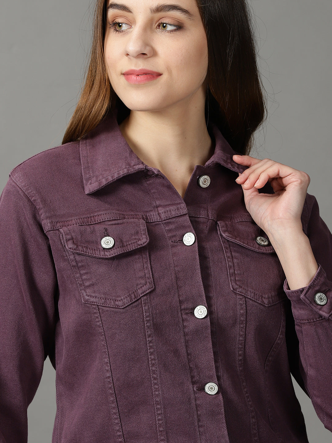 Women's Violet Solid Open Front Jacket